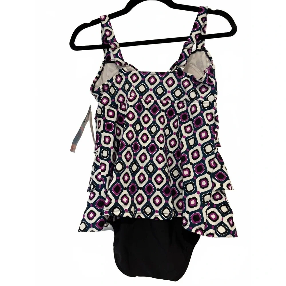 Women's swimsuit Swim Solutions size 10D cup purple/white#69 - Picture 2 of 3